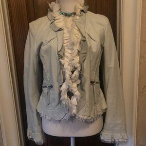 DOUBLE D RANCH PISTACHIO LEATHER & LACE JACKET S